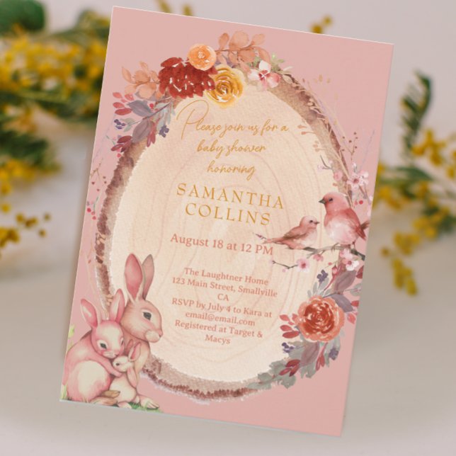 Convite Pequeno Chá de fraldas de Woodland Garota (Criador carregado)