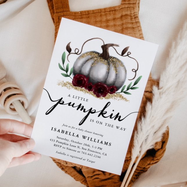 Convite Pequeno Chá de fraldas Dourado Russo de Abóbora (Criador carregado)