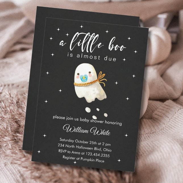 Convite Pequeno Chá de fraldas Fantasma (Baby Ghost Baby Shower Little Boo Invitation)