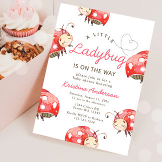 Convite Pequeno Chá de fraldas Ladybug Girl