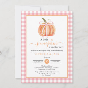 Convite Pequeno Chá de fraldas Pumpkin Pink Gingham Fall