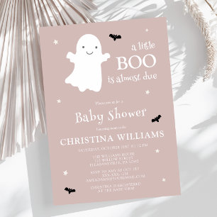 Convite Pequeno Chá de fraldas Rosa Fantasma do Boo Hallow