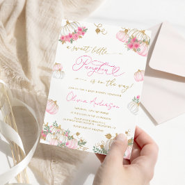 Convite Pequeno Chá de fraldas Rosa Pumpkin Floral