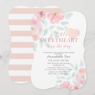 Convite Pequeno Chá de fraldas Virtual Floral Sweetheart