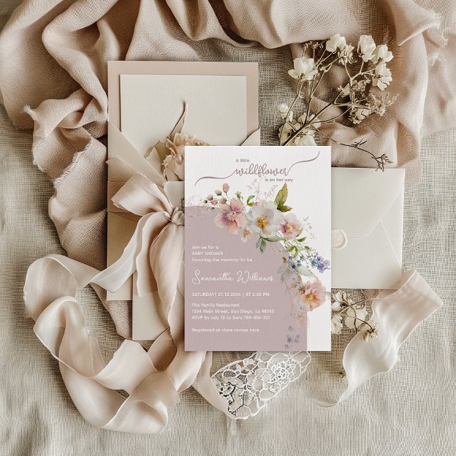 Convite Pequeno Chá de Garota-Bebê-Flor-Selvagem (Criador carregado)