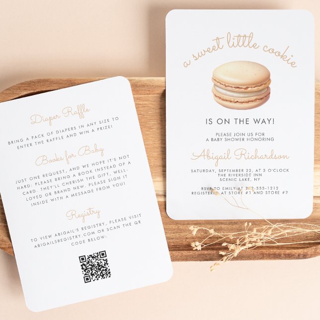 Convite Pequeno Código QR Macaron de Biscoito Neutro para  (Criador carregado)
