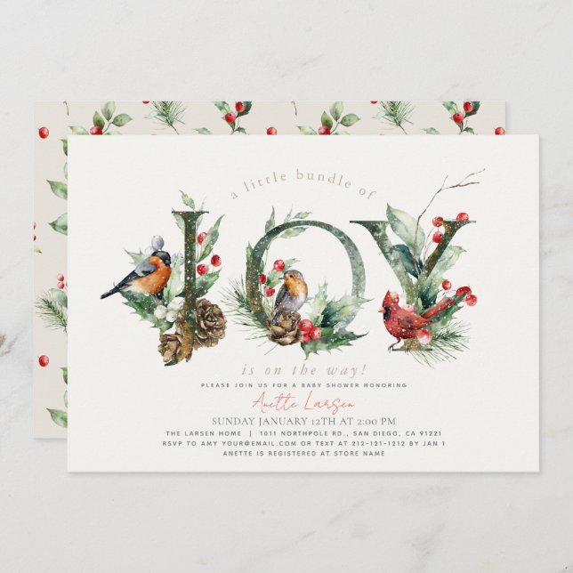 Convite Pequeno conjunto de aves alegres beige Chá de fral (Frente/Verso)