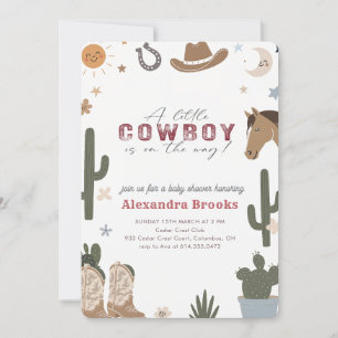 Convite Pequeno Cowboy a Caminho Chá de Bebê Western
