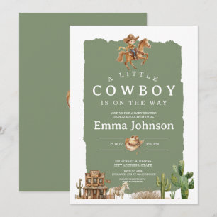Convite Pequeno Cowboy a Caminho Chá de Bebê Western