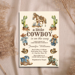 Convite pequeno cowboy a caminho western baby shower