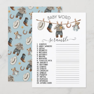 Convite Pequeno Cowboy Clothesline Baby Word Scramble