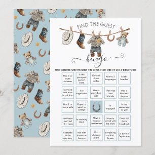 Convite Pequeno Cowboy Clothesline Encontre o convidado BI
