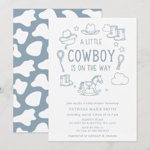 Convite Pequeno Cowboy Está a Caminho Churrasco de Bebê Me