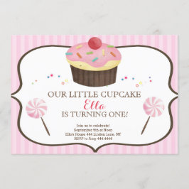 Convite Pequeno Cupcake - Primeiro Aniversário - terra doc