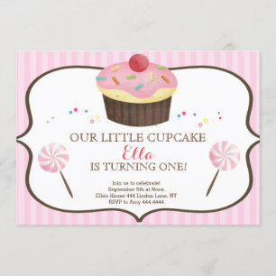 Convite Pequeno Cupcake - Primeiro Aniversário - terra doc