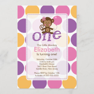 Convite pequeno do aniversário do macaco do