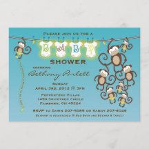 Convite pequeno do chá do bebé do macaco