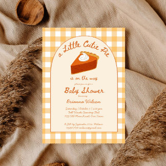 Convite Pequeno doce torta de abóbora de gingham baby show
