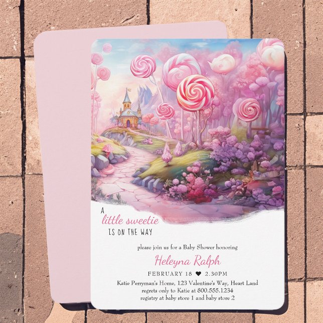 Convite Pequeno Docinho do Fairytalt Candyland (Fairytale Candyland girl's baby shower invitation for a Little Sweetie on the Way)