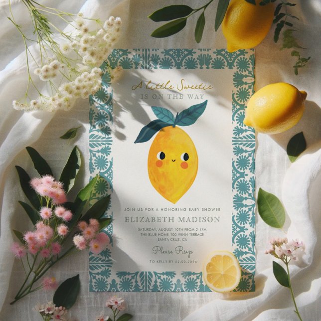 Convite Pequeno Docinho Limão-Chá de fraldas de Citros (Criador carregado)