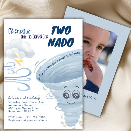 Convite Pequeno Dois Nado Fofo Tornado 2ª Foto Aniversário