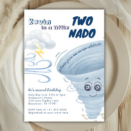 Convite Pequeno Dois Nado Fofo Tornado 2º Aniversário Meni