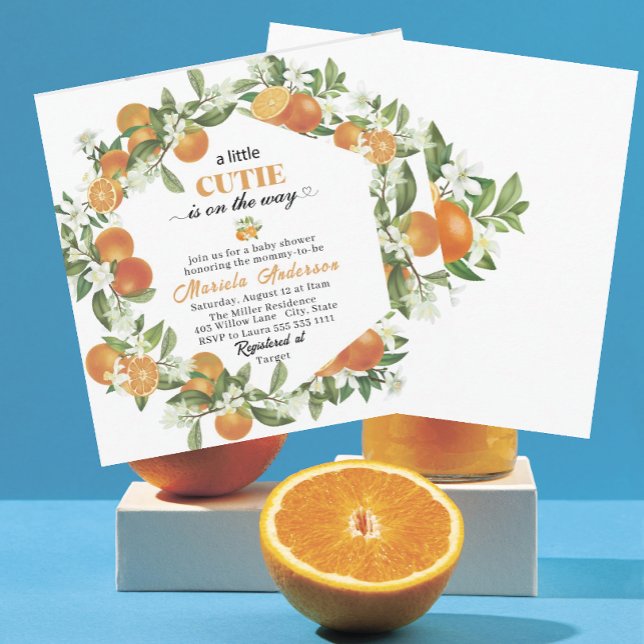 Convite Pequeno e elegante Citrus Orange WaterInvitation (Criador carregado)