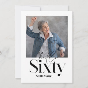 Convite Pequeno e simples aniversário de 60 anos preto e b