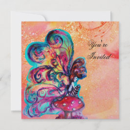 Convite PEQUENO ELF DE COGUMELOS, amarelo-rosa, dourado-br