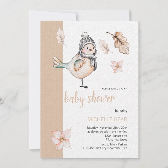 Convite Pequeno Farinha De Inverno Com Chapéu Pom (Frente)