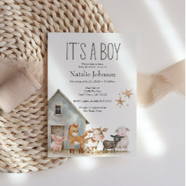 Convite Pequeno Fazenda Chá de fraldas de Crianças