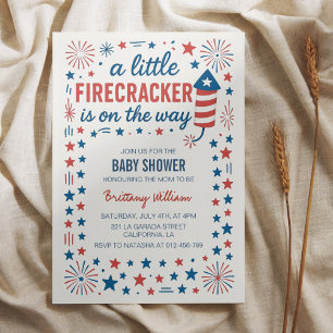 Convite Pequeno Firecracker 4 de julho de Chá de fraldas