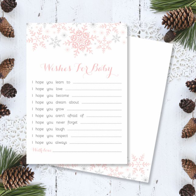 Convite Pequeno Floco de Neve Desejo, Rosa e Prata (Criador carregado)