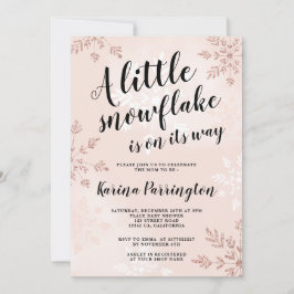Convite Pequeno floco de neve rosa dourado chá de fraldas 