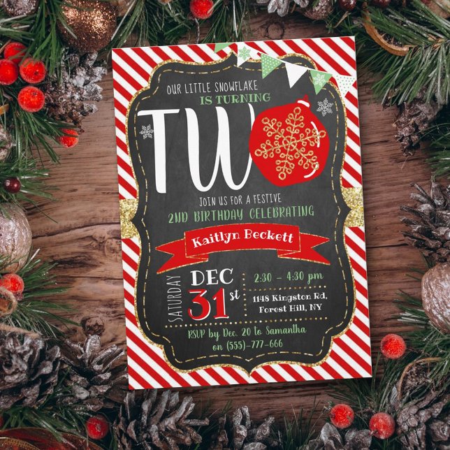 Convite Pequeno Floco de Neve Turning 2! Segundo aniversár (Criador carregado)