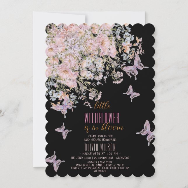 Convite Pequeno flor silvestre está em chá de fraldas nº 3 (Frente)