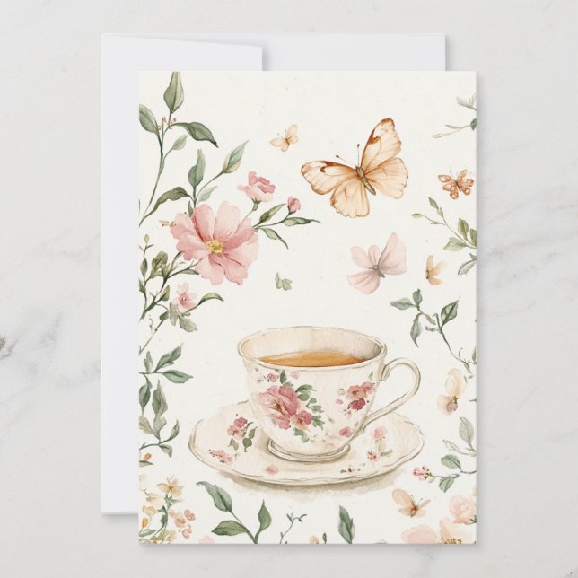 Convite Pequeno Florescer Baby Sprinkle | Blush & Sage (Frente)