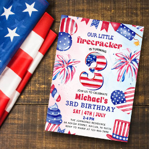 Convite Pequeno Fogos de Artifício 4 de Julho 3º Festa de 