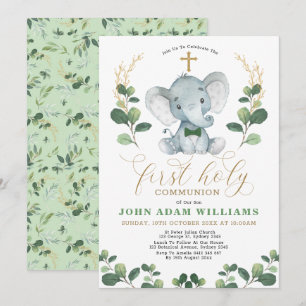 Convite Pequeno Homem, Elefante Selvagem Primeira Comunhã