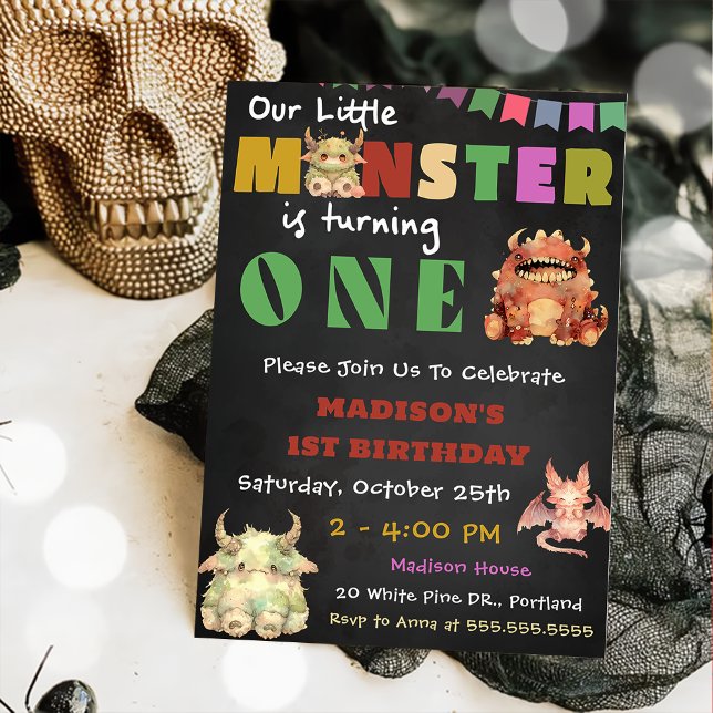 Convite Pequeno Monstro - Themed primeiro aniversario Part (Criador carregado)