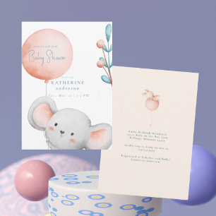 Convite Pequeno mouse Blush e Chá de fraldas azul