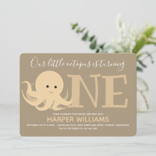 Convite Pequeno Octopus Virando Um Animal Primeiro Anivers