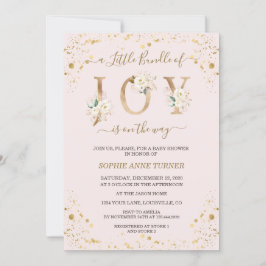 Convite Pequeno Pacote De Joy White Dourado Chá de fraldas