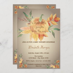 Convite Pequeno Pampkin, Folhas, Chá de fraldas de outono