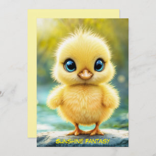 Convite Pequeno pintinho amarelo sonho ouro luz natureza