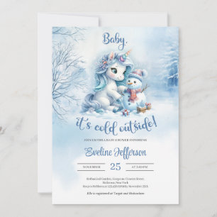 Convite Pequeno pônei bonito com boneco de neve na florest