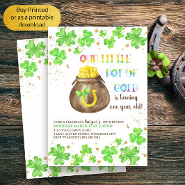 Convite Pequeno Pote do primeiro aniversario de Shamrock D