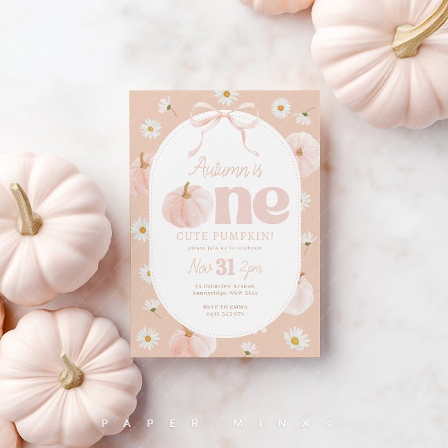 Convite Pequeno primeiro aniversario de Abóbora Daisie Arc (Criador carregado)