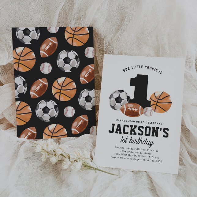 Convite Pequeno primeiro aniversario de Esporte Rookie (Criador carregado)