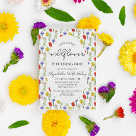 Convite Pequeno primeiro aniversario de flor selvagem